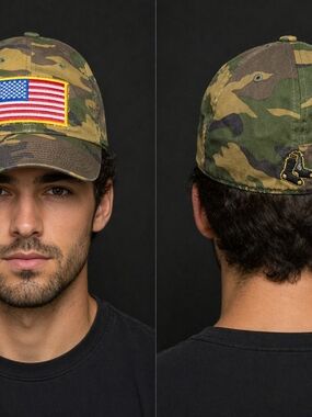 American Flag Hat USA Flag Patriotic Red Socks Boston Baseball (Camouflage)
